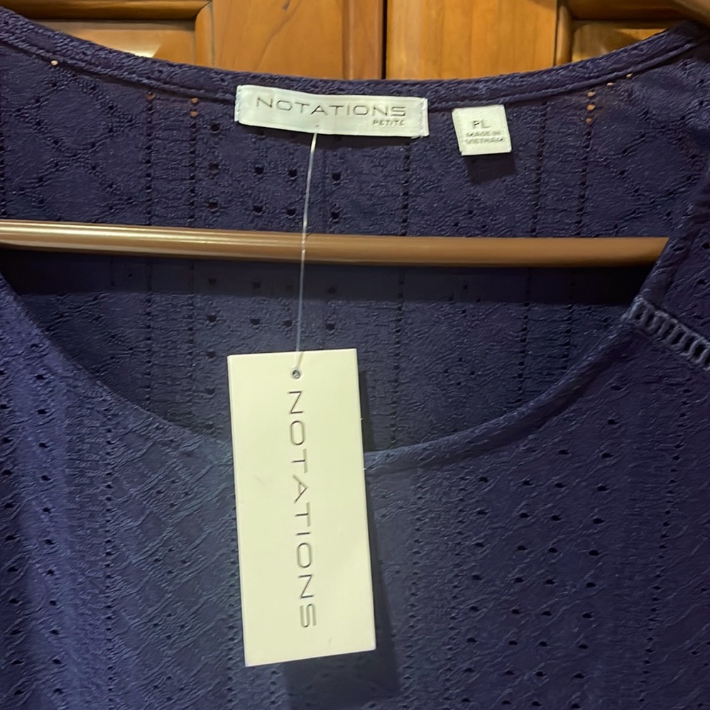 NWT Navy blue shirt by Notations Size petite large